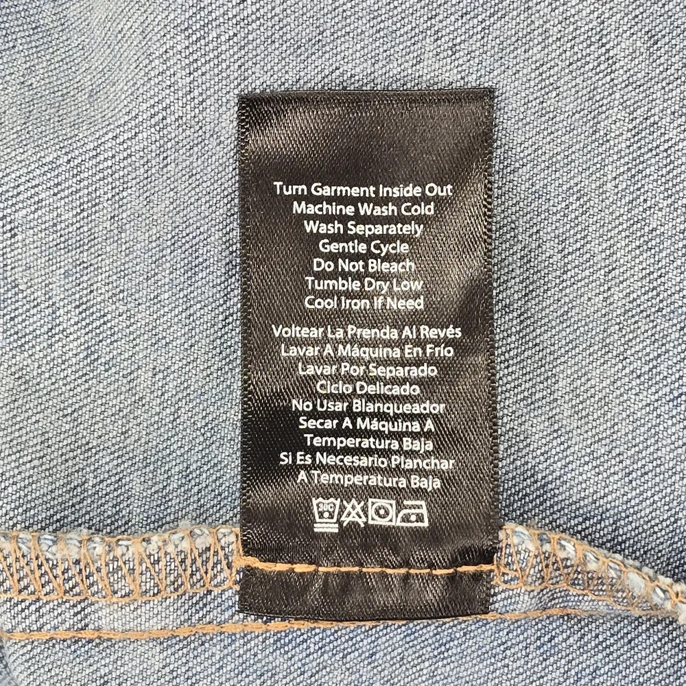 NWT Frye Light Wash Denim Mini Dress Sleeveless V-Neck Button Front Size XL - Picture 9 of 10